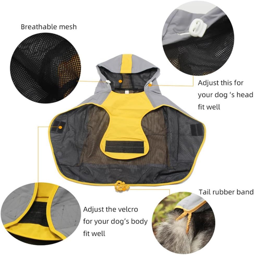 Outdoor Pet Waterproof Glisten Rain Ponch Raincoat Doggie Hooded Rain Gear Jumpsuit for Small Medium Large Dog Yellow 6 โ image 4