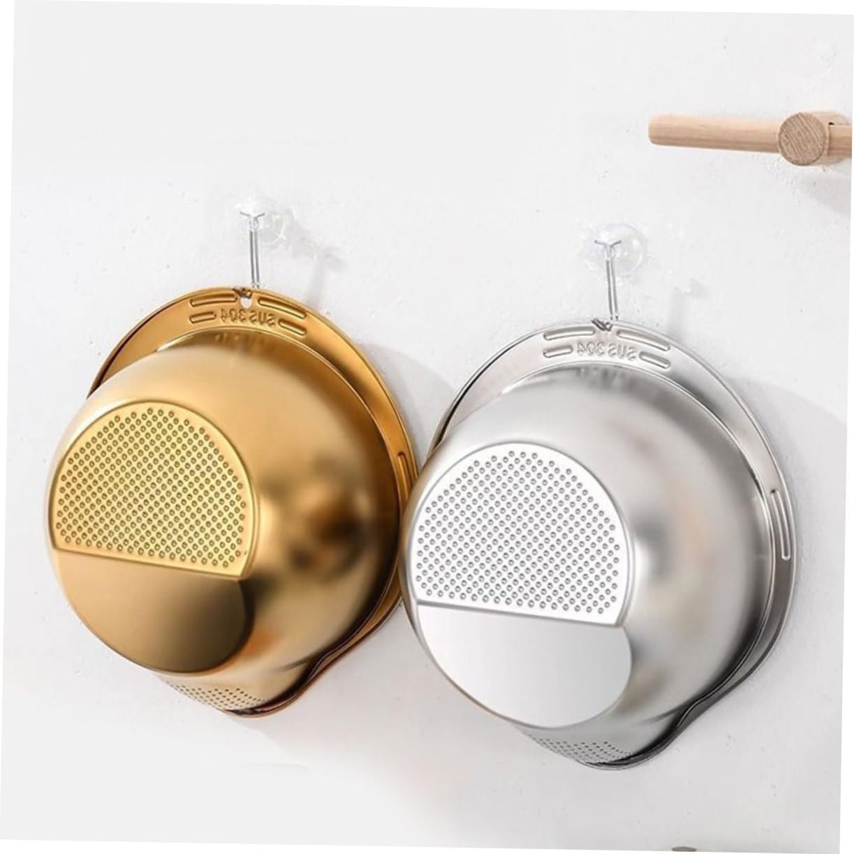 2-Piece Stainless Steel Rice Washing Strainer Set with Thickened Fine Mesh for Fruits Vegetables Easy to Clean Kitchen Colander — image 5