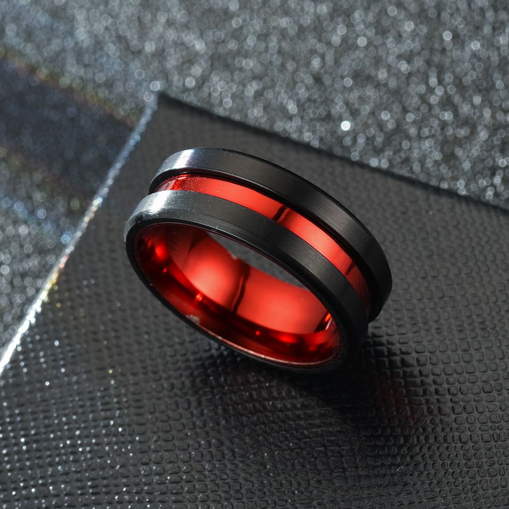 Tengsure Stainless Steel Ring Red Black 8mm red between Black No. 10 โ image 6