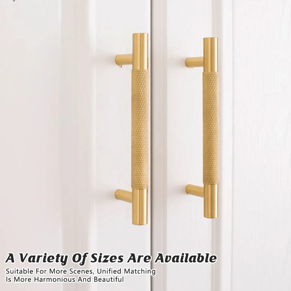 Light Luxury Cabinet Handle Full Copper Gold Straight Knurled Drawer Door Pull - 128mm — image 5