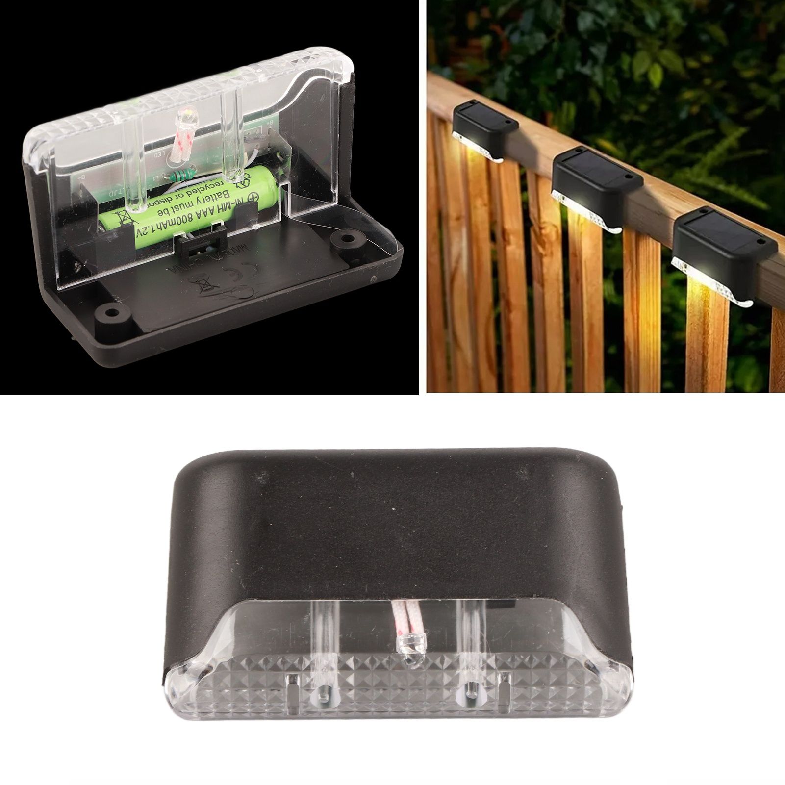 4 Pcs Solar Step Light White Lighting Waterproof High Strength Solar LED Deck Light Outdoor Stair Lamp — image 5