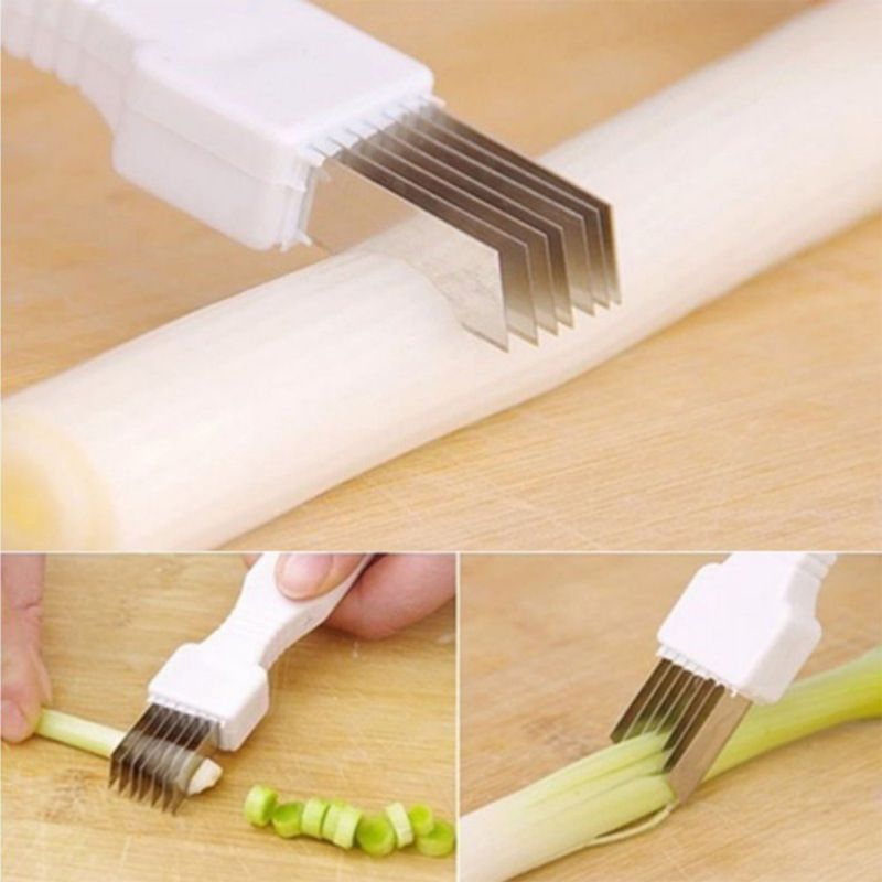 Scallion Cutter Shred Knife Vegetable Cutter Stainless Steel Blade Slice Cutlery Sharp Easy Quick Kitchen (Two Pack (White Color)) โ image 5
