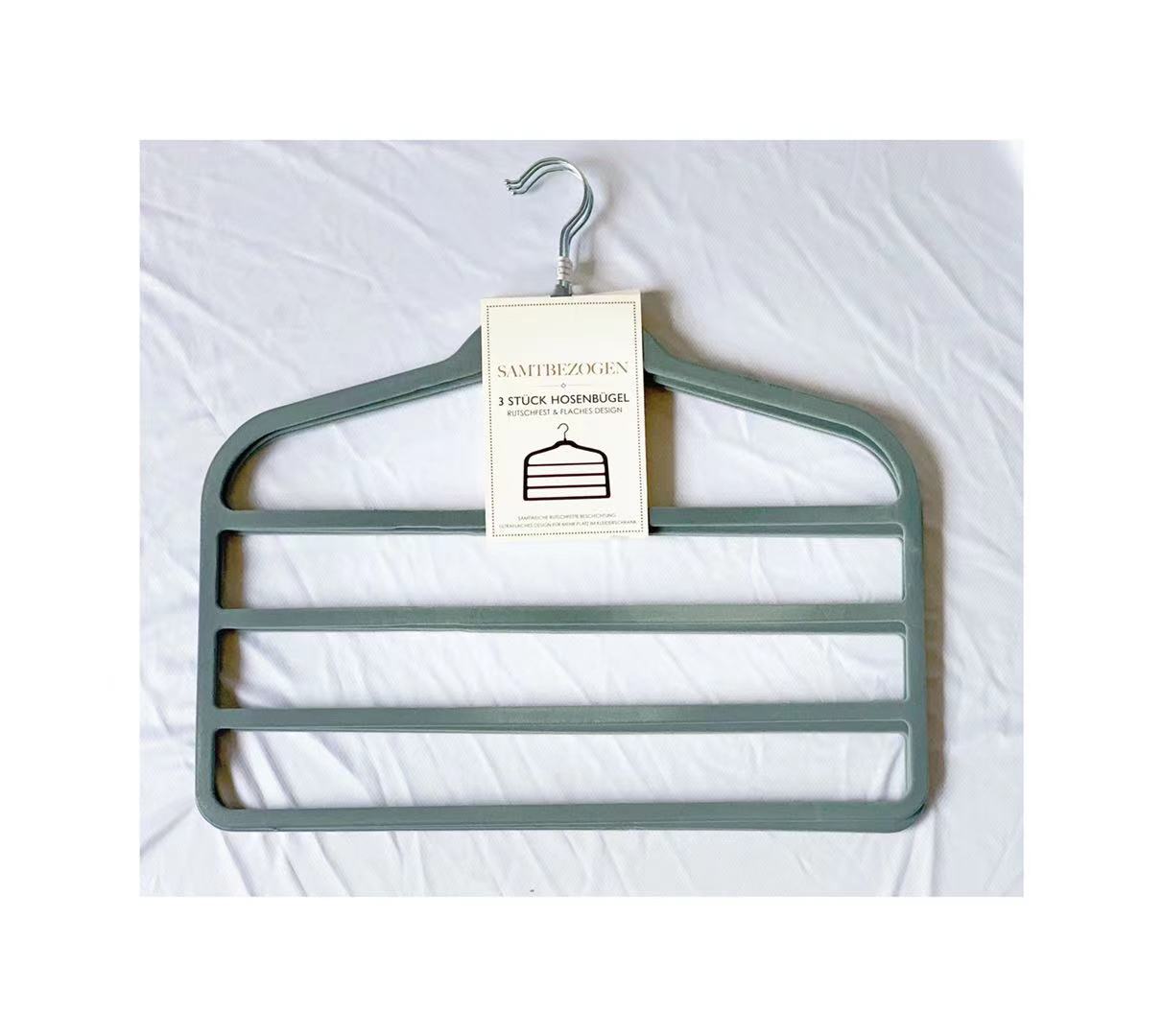 3pcs Velvet Clothes Hangers Grey — image 3