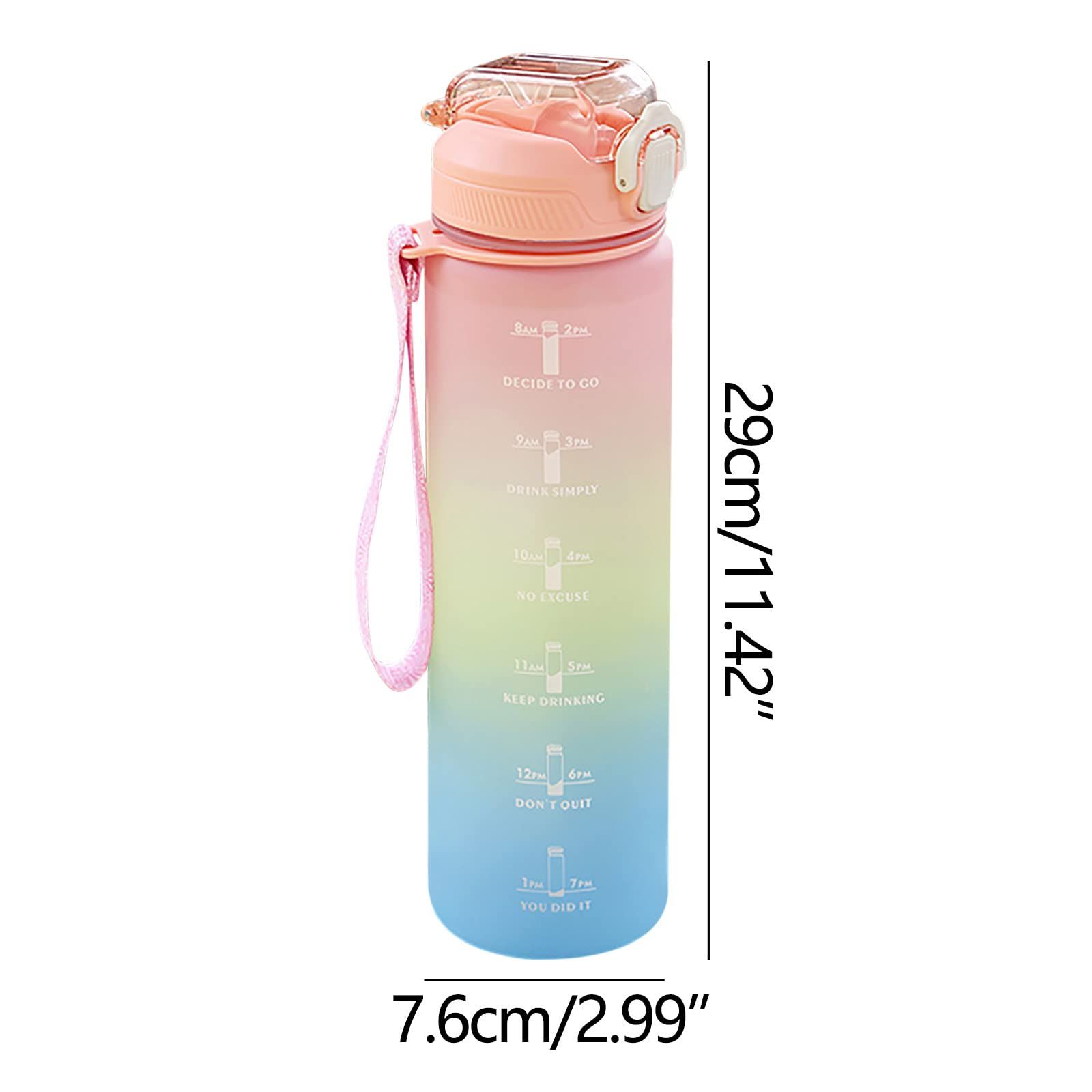 1L Water Bottles Big Water Bottle with Straw Travel Water Bottle with Time Marker Motivational Sports Water Bottle (Pink) — image 2