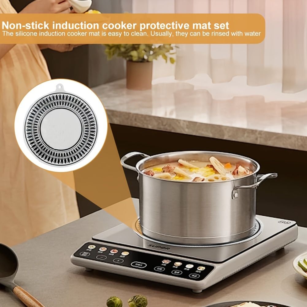 4pc Round Induction Cooktop Protector Pad, Anti-Slip Silicone Induction Cooktop Cover Magnetic Stove Scratch-Resistant — image 5