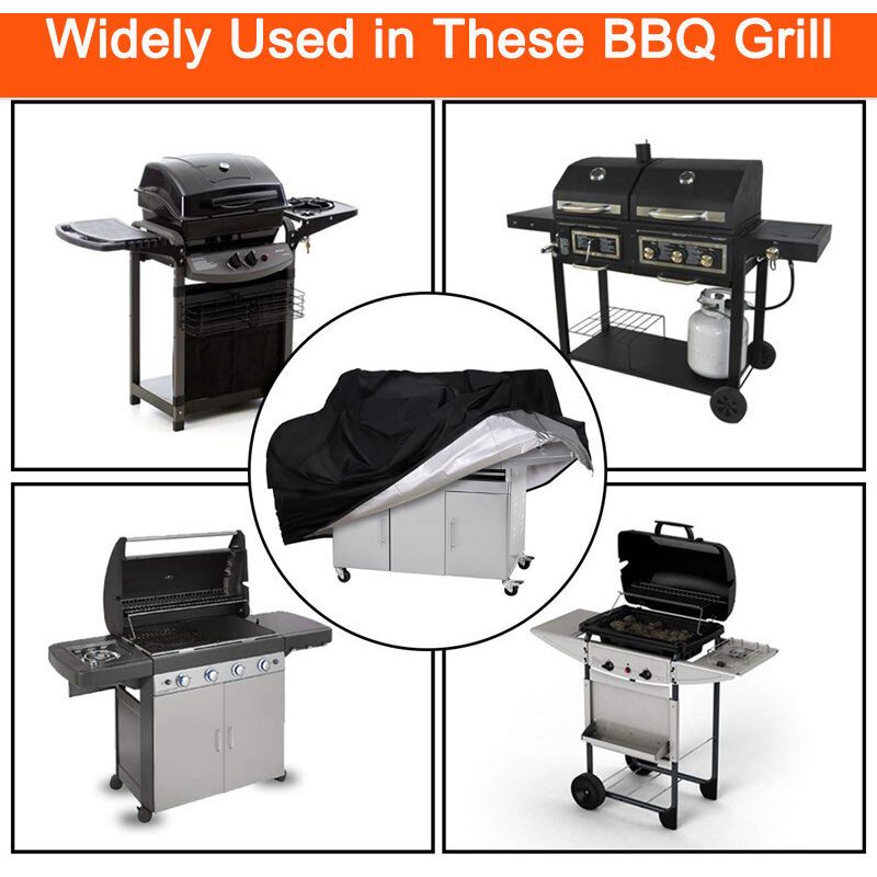 Barbecue Cover 210D Waterproof Oxford Gas Grill Cover Compatible with Weber Holland Jennair, Black, 145 × 61 × 117cm — image 2