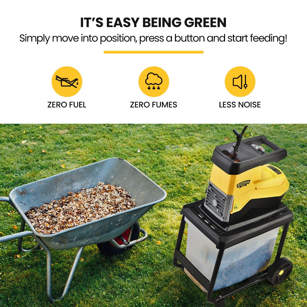 MICHIGAN 2400W Electric Crushing Impact Shredder, Quiet High Torque Garden Mulcher Chipper, Shreds Palm Fronds โ image 4