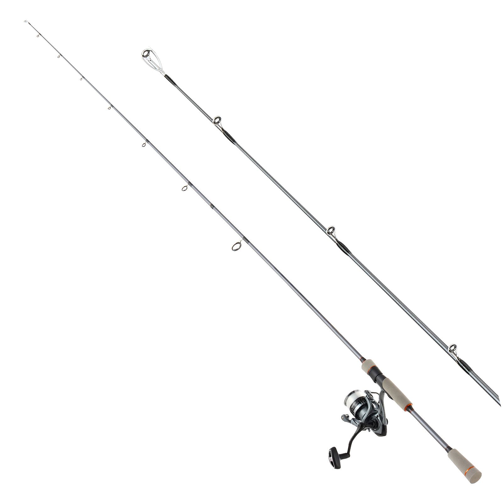 Rod and Fishing Reel Combo, IM6 Fiberglass & Carbon Fiber Spinning Rod and Reel Combo, Bass Fishing Pole with 2m Two-Piece Rods, 6+1 Ball Bearings, Stainless