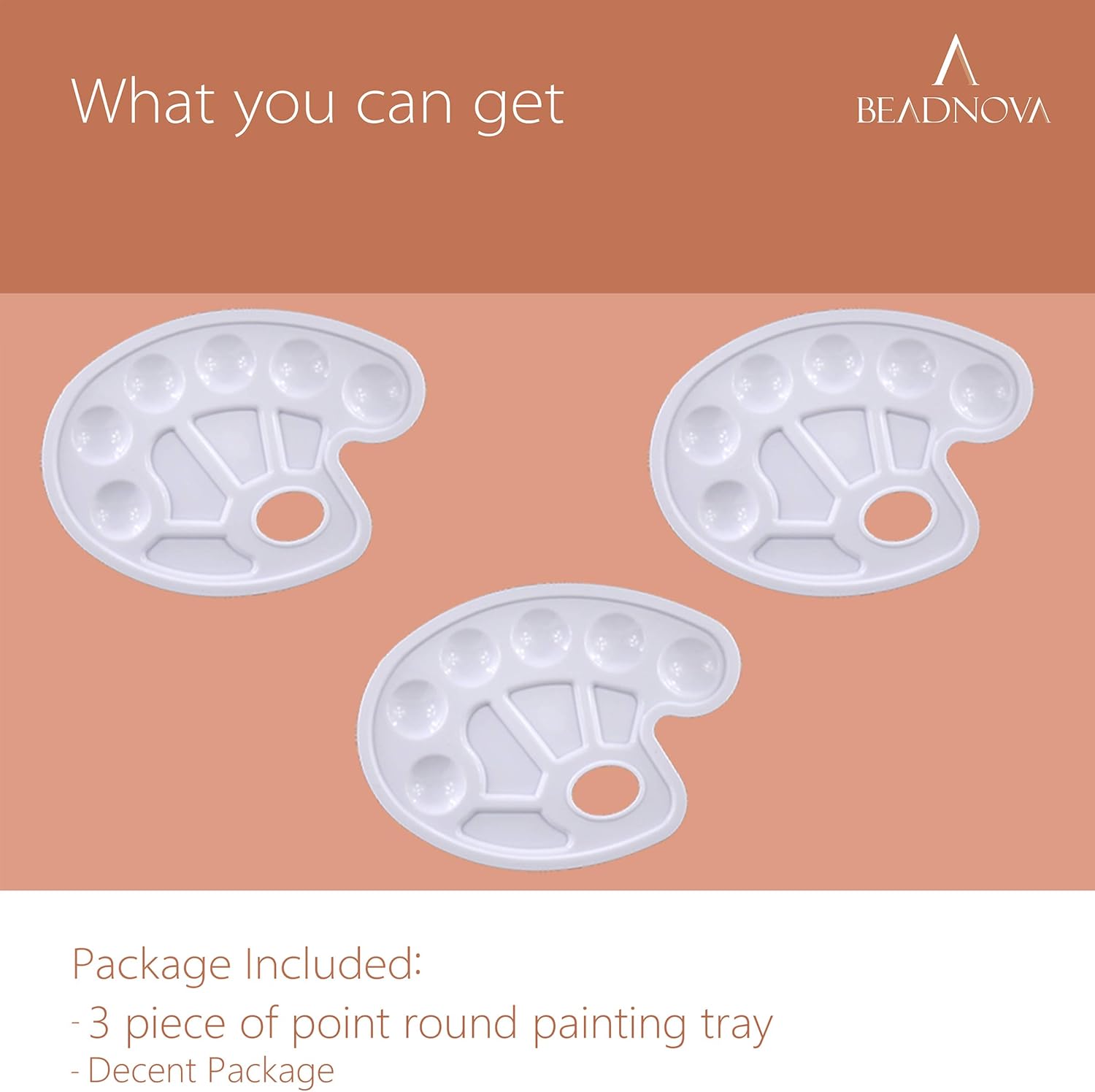 BEADNVOA Paint Tray Palette Paint Pallet with Thumb Hole Model Painter Tray for Kids Artists Painters (3 pcs, for Acrylic, Oil, Watercolor) โ image 4