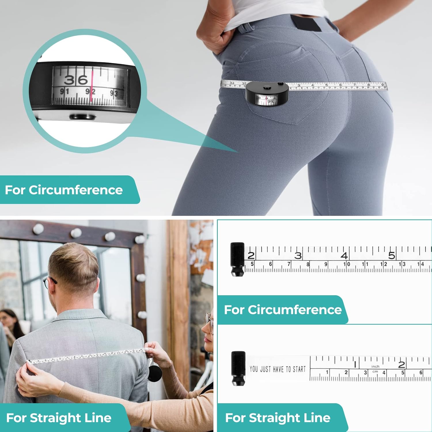 Upgraded Body Tape Measure for Weight Loss, Fitness, Bodybuilding, Mcle Gain. Lock Pin, Retractable Button, Soft Sewing Tape for Tailors, Measures Body Part — image 5