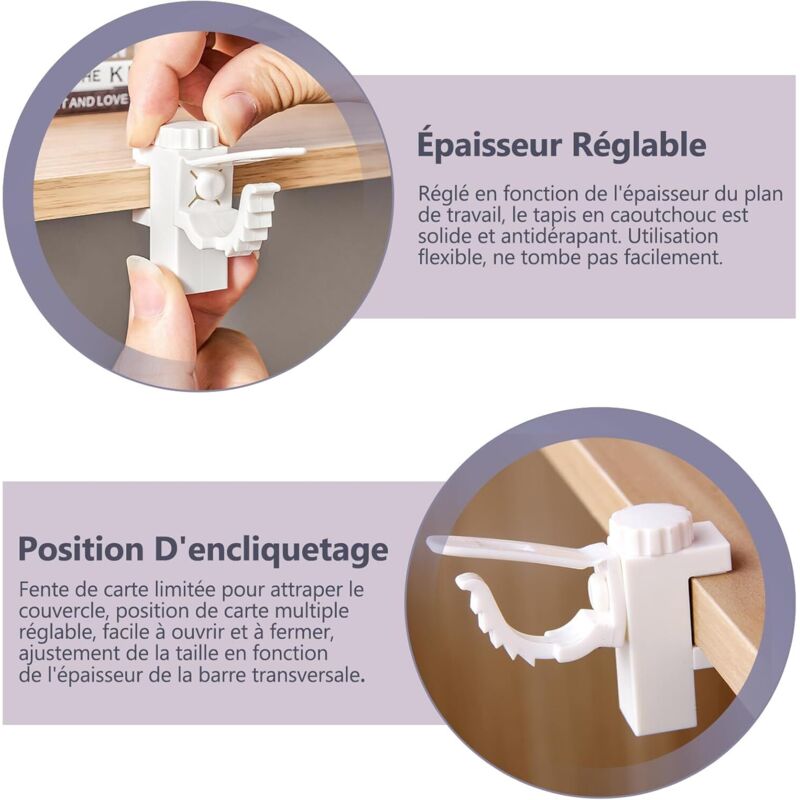 4 pcs Curtain Holder Clip Bracket, Adjustable Crossbar Curtain ROd Towel Storage Hook — image 3