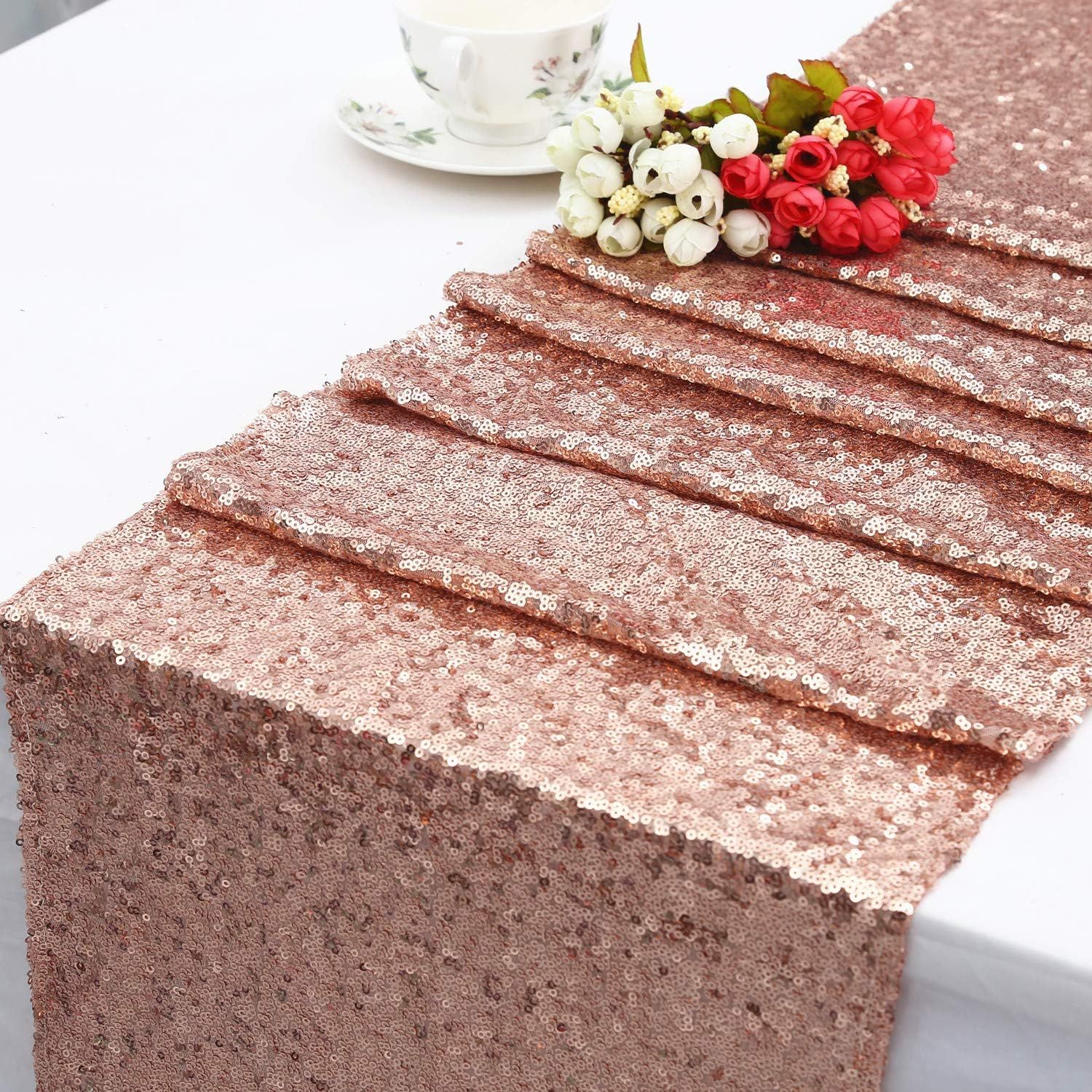 12 X 108 Inch 6 Pack Rosegold Sequin for Wedding Bridal Shower Fall Thanksgiving Valentine's Christmas Decoration โ image 5