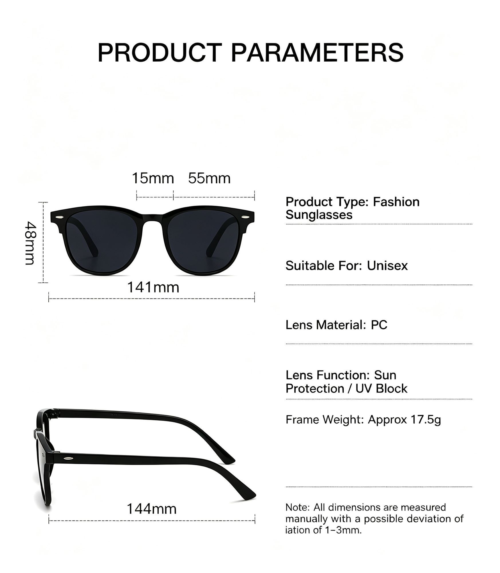 Full Frame Fashion Round Sun Glasses, Slim Face Design Retro Casual Sunglasses, White Floral Frame with Dual Tea Lenses — image 3