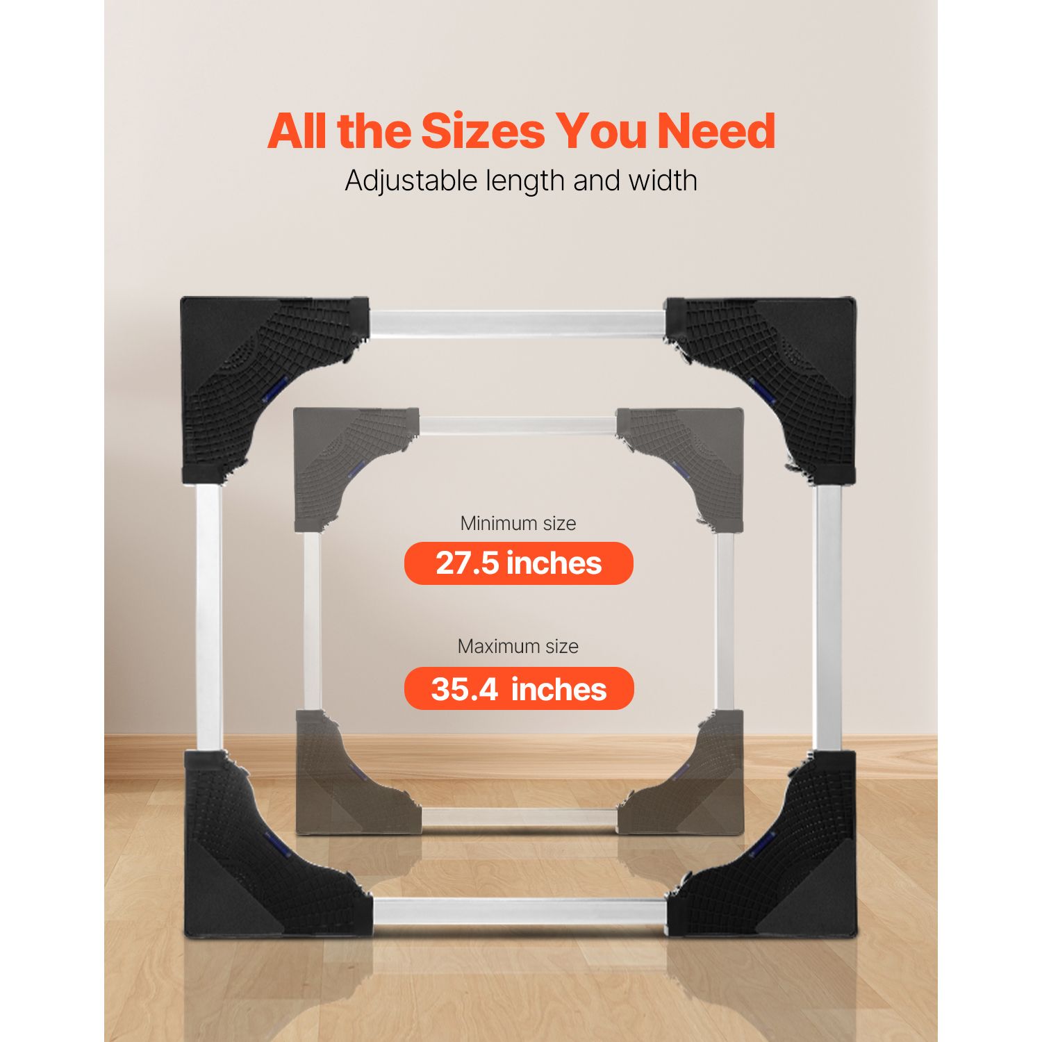 Fridge Stand Mobile Base, 1100 lbs Load Capacity, Washing Machine Stand with 8 Locking Twin Wheels and 4 Brakes, 27.5 -35.4 Inches Adjustable Furniture Dolly — image 4