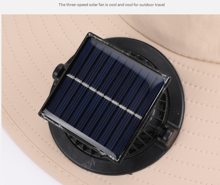 Dark Grey Outdoor Solar Fan Sun Hat - Large Brim Fishing Hiking Hat with Neck Cape โ image 2