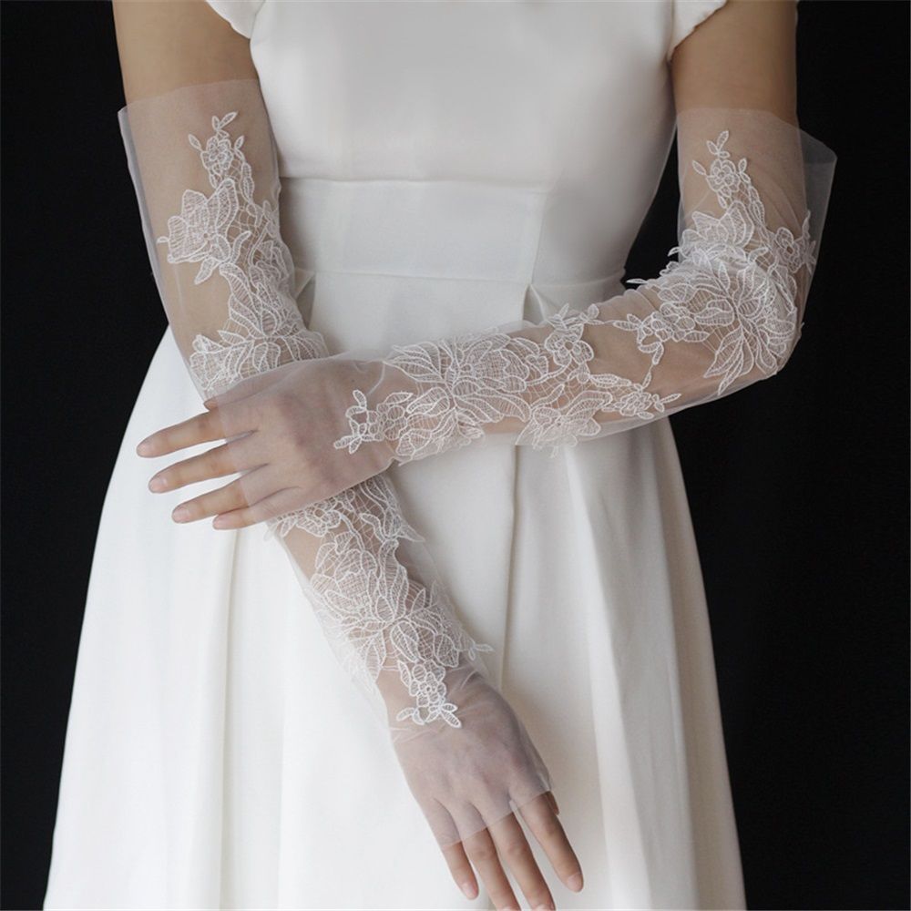 Women's Lace Fingerless Gloves Bridal Elbow Length Long Gloves Opera Evening Wedding Tea Party Prom Cosplay — image 2