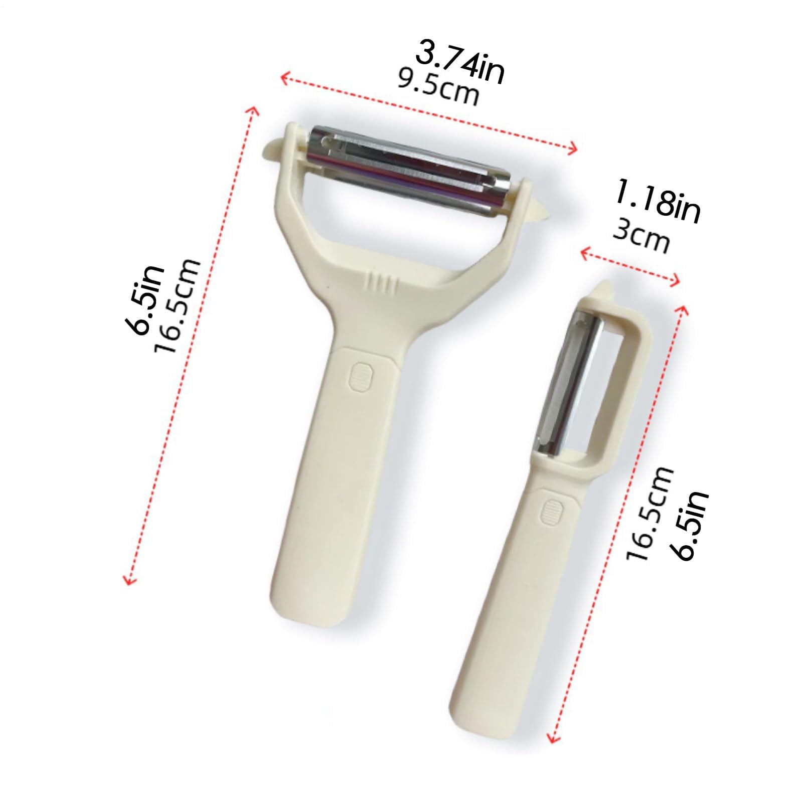 2 Pack Stainless Steel Vegetable Peelers, Y Peeler Set for Potatoes, Carrots, Cucumbers, Fruit and Asparagus, Beige โ image 2