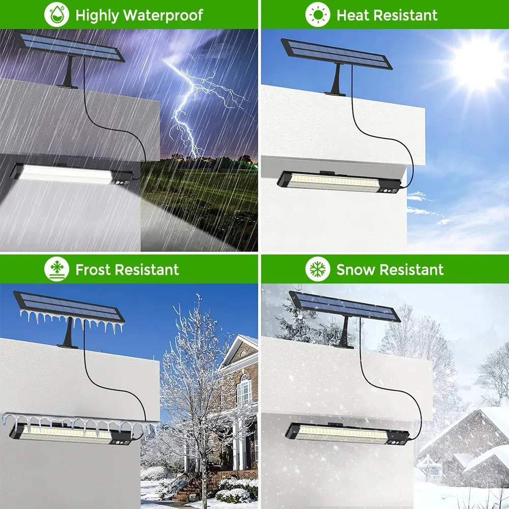 Solar Powered LED Motion Sensor Wall Light, Black, 2000LM, IP65, 3 Modes โ image 4