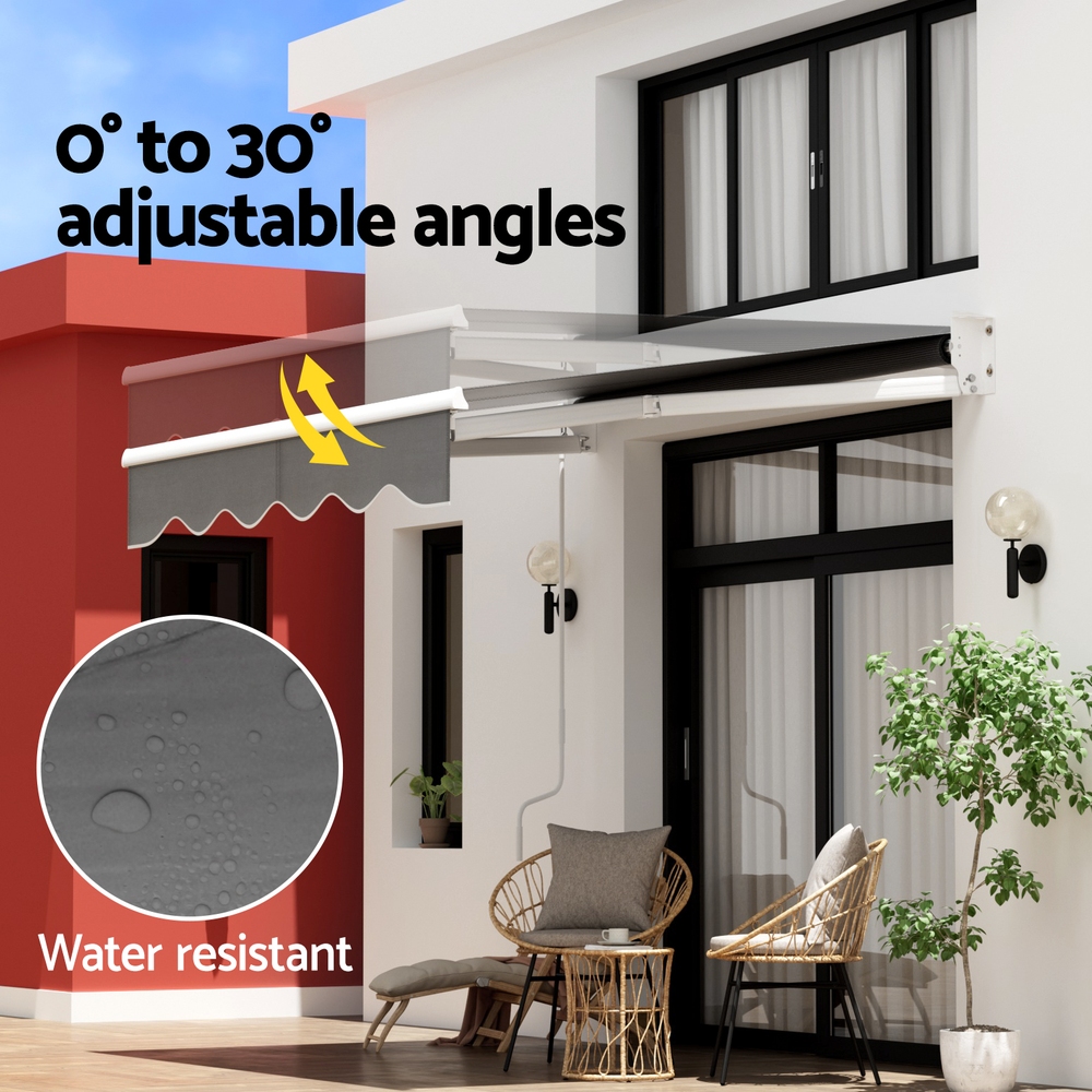 Instahut Retractable Folding Arm Awning Manual Sunshade 2Mx1.5M Grey — image 5