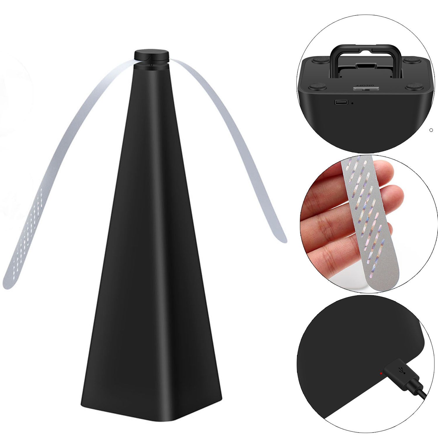 Fly Deterrent with Holographic Blades to Clear Bugs, Mosquitoes, and Flies, Powered Fly Fan