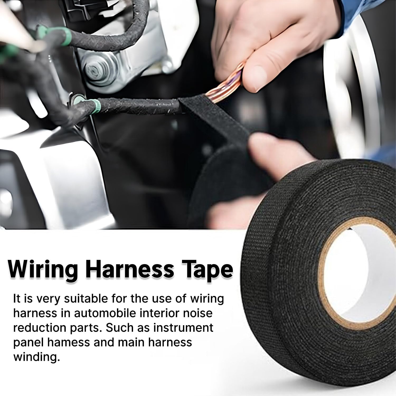 Wire Harness Tape for Electrical Automotive Engine Harness Wrap Protection Noise Damping Cables Fixed 0.59 Inch x 82 FT โ image 2