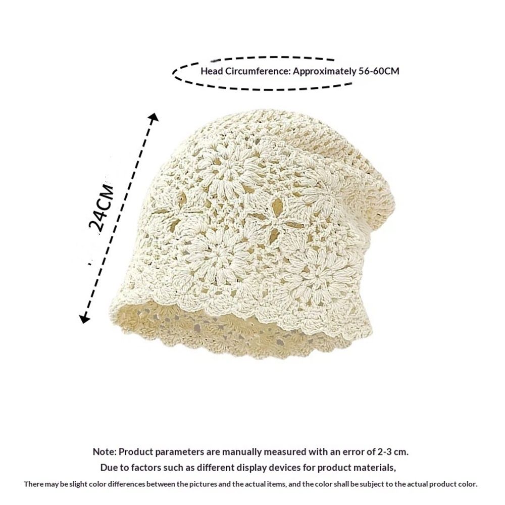Women Cotton Crochet Slouchy Beanie Hat Handmade Knit Cap, Crochet Travel Photography Knitted Hat Beige โ image 3