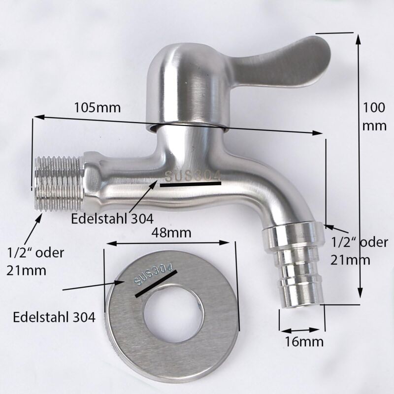 304 Stainless Steel Faucet 1/2' Flow Valve — image 2