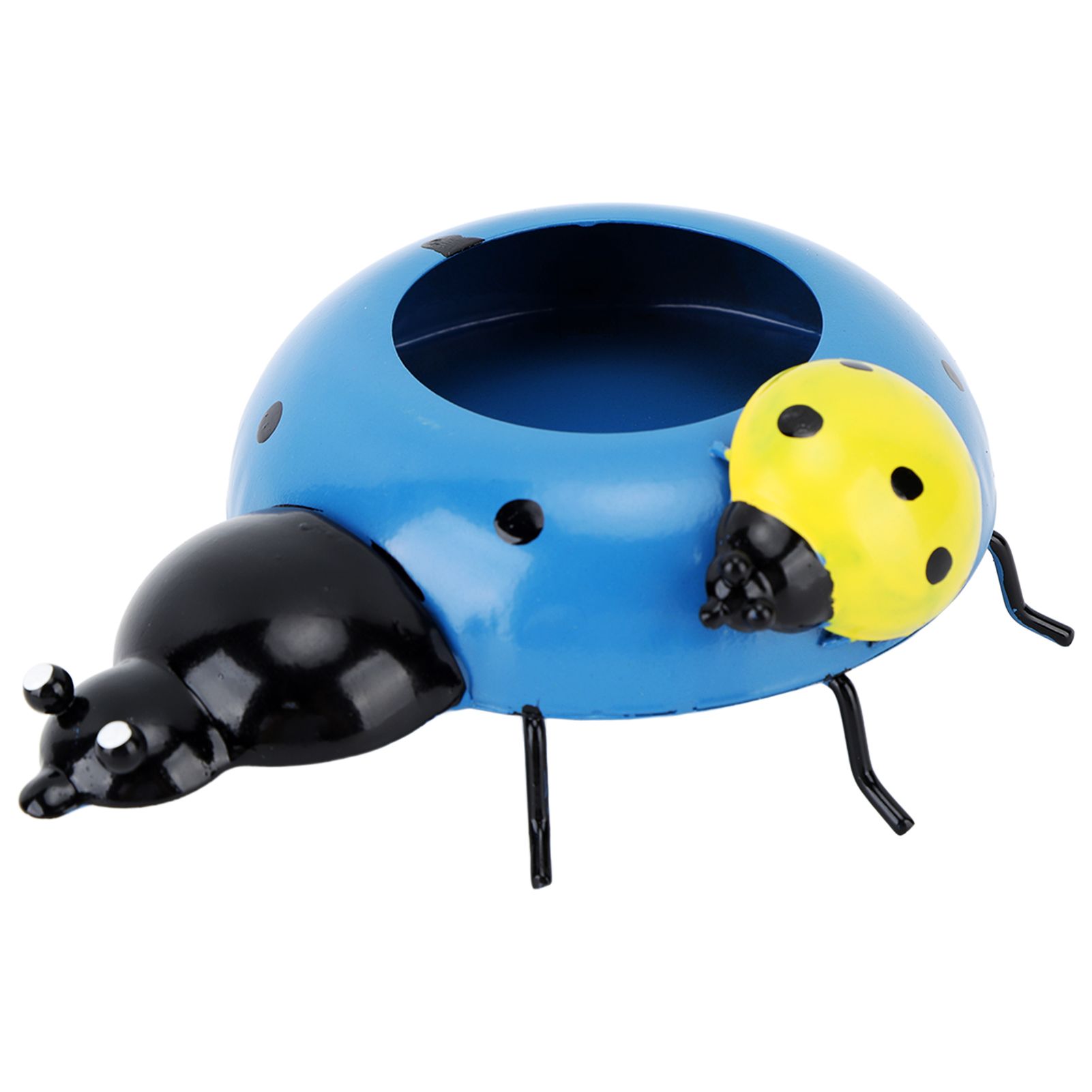 5.4cm Diameter Flower Pot Decor Ladybug Shaped Smoothing Surfaces Iron Planter Pot for Garden Blue — image 3