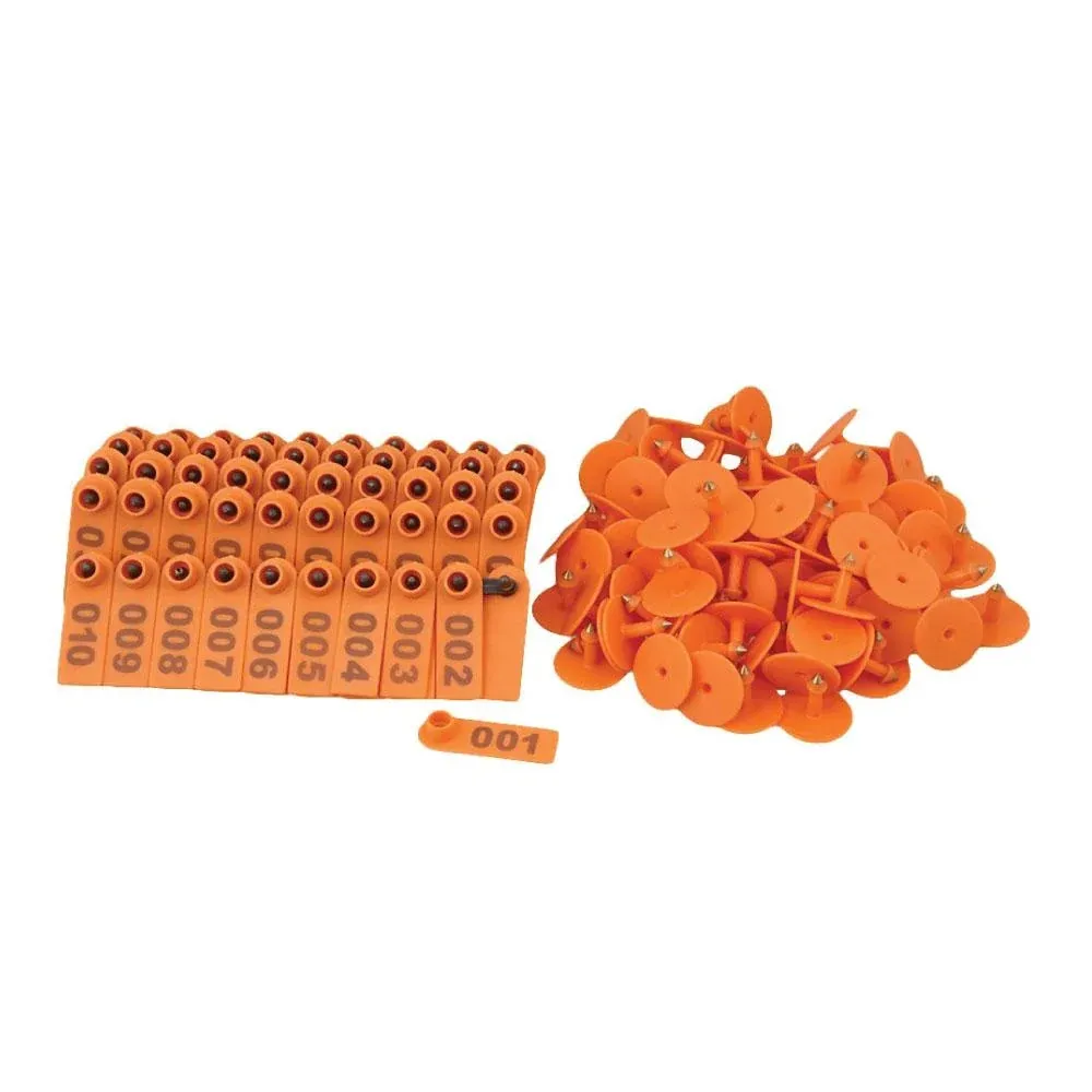 1-100 Cattle Number Ear Tag 5 × 2cm Set - Orange Mini Pig Sheep Livestock Label — image 2