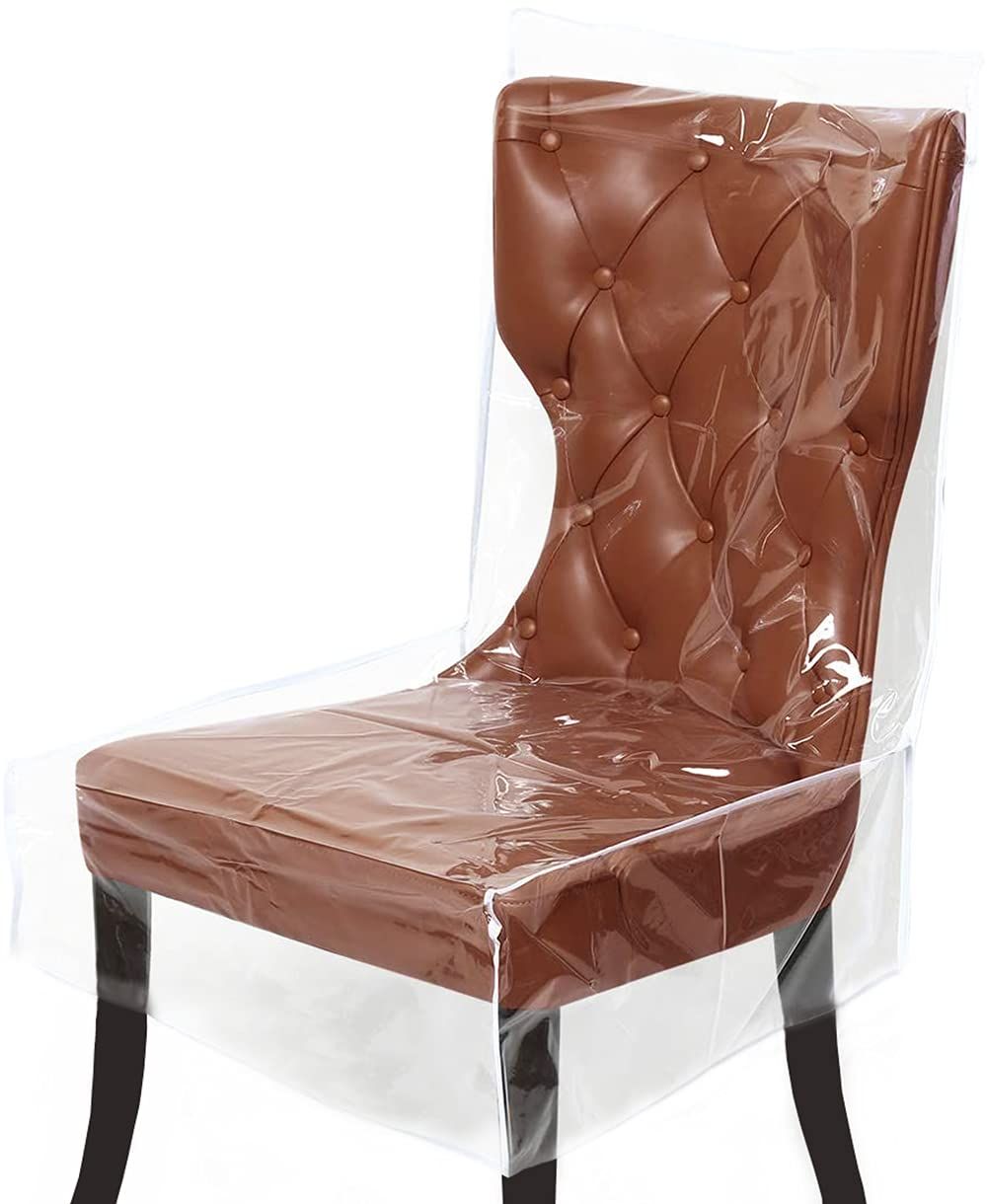 Plastic Dining Chair Covers, Waterproof Plastic Chair Covers with Backrests Heavy Duty Clear Chair Seat Cover, No Dust, Dirt — image 3