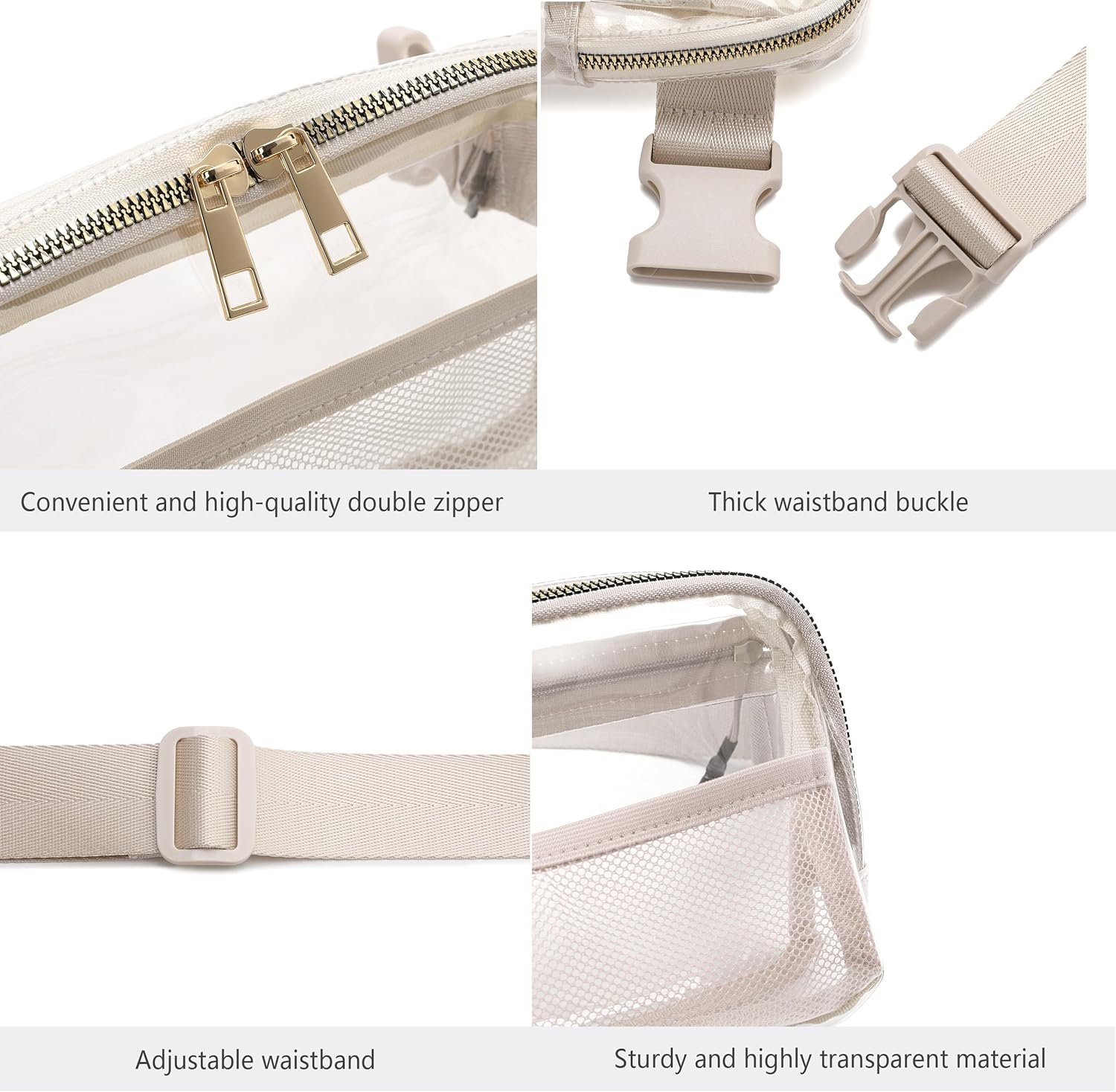 Clear Belt Bag Clear fanny pack stadium approved for Women Men with Adjustable Strap Clear Crossbody Bag Waist Bag for Concerts Sports Travelling Hiking โ image 5