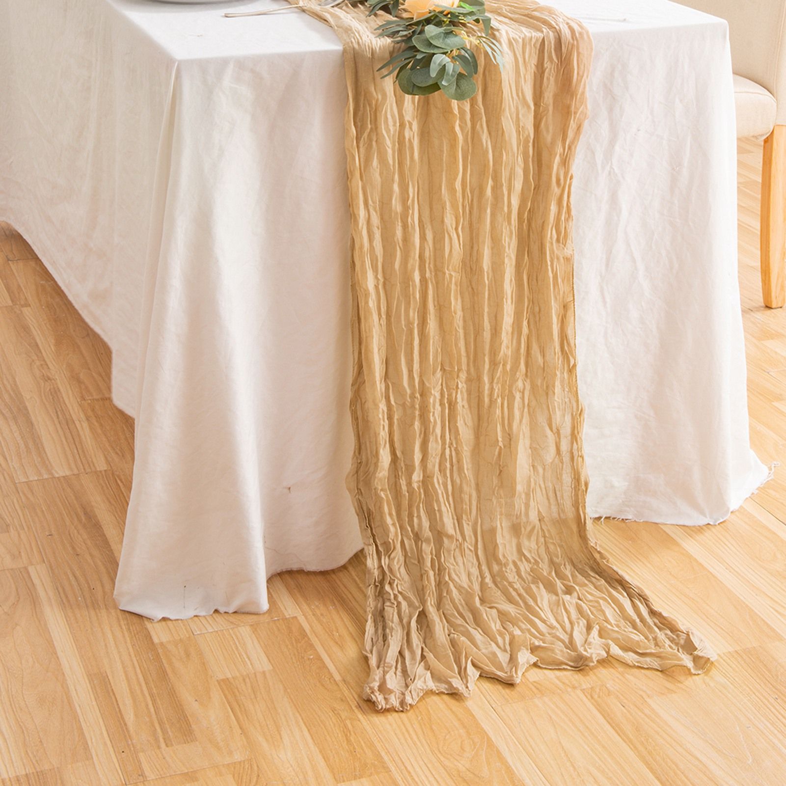 Pleated Cheese Cloth Table Flag Foldable Table Runner for Dining Table โ image 2