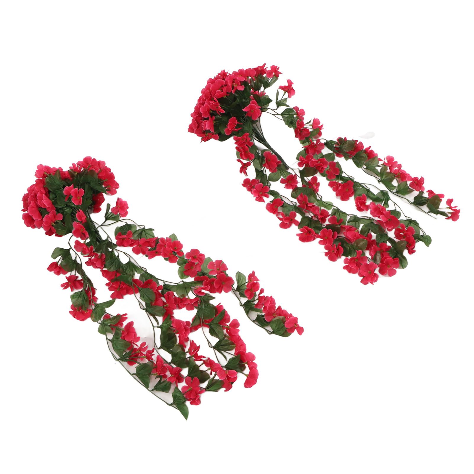 2PCS Artificial Violet Hanging Flowers Simulation Plastic Fake Plants for Decoration Garden Patio Wedding Porch Outdoor Rose Red — image 3