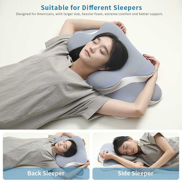 Light Green Ergonomic Butterfly Memory Foam Pillow - Cervical Neck Support for Side, Back & Stomach Sleepers, Orthopedic Contour Design โ image 3
