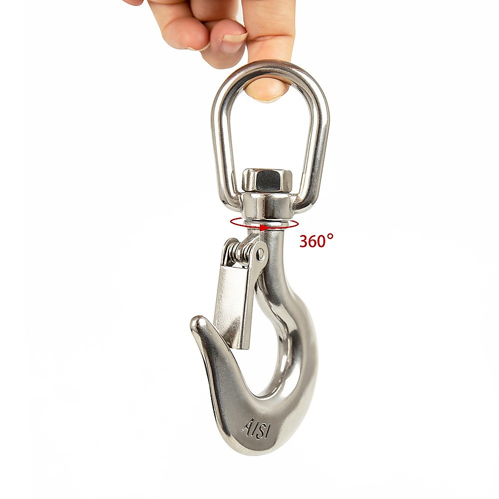 304 Stainless Steel Swivel Lift Clevis Chain Crane Hook with Safety Lock 650kg โ image 6