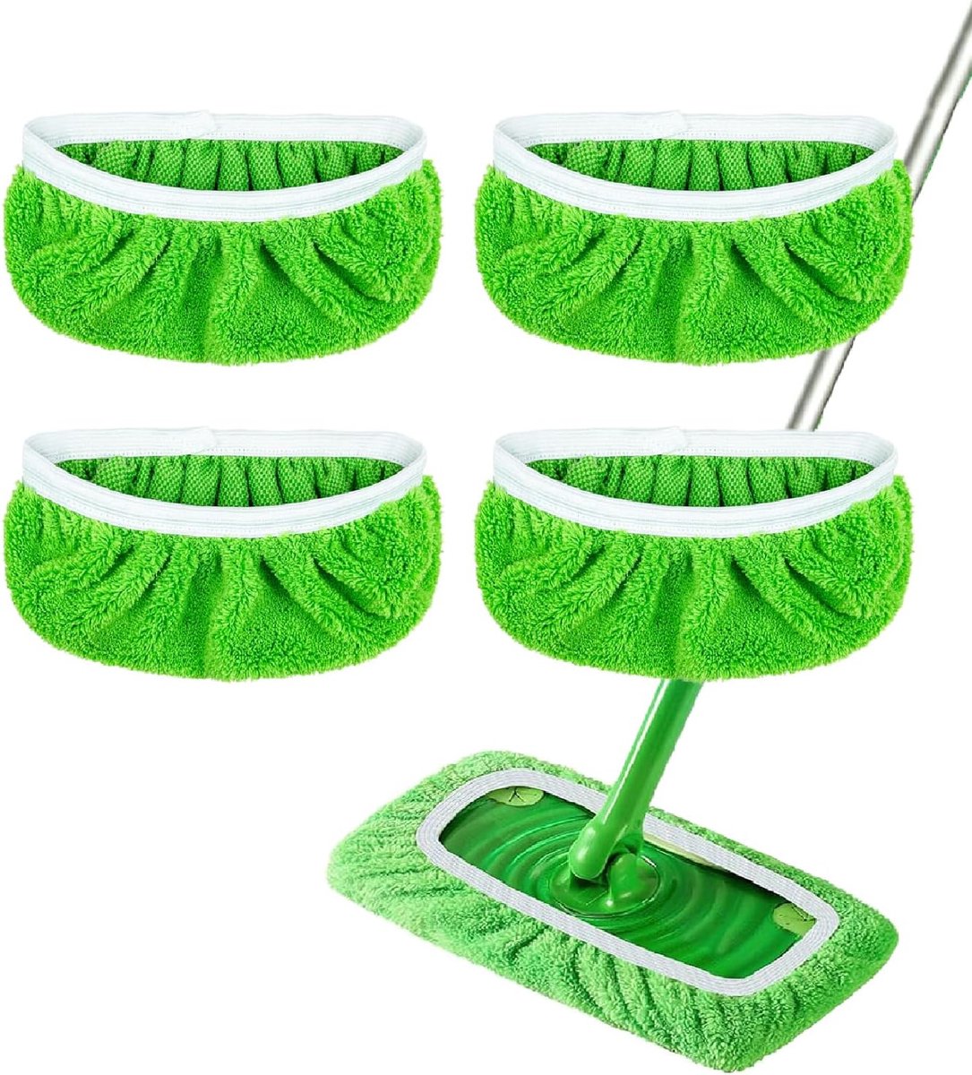 4 Pack Reusable Microfiber Mop Pads - Suitable for Efficient Sweeping Cleaning - Suitable for Swiffer Sweeper - Wet & Dry Cleaning Cloths - Mop Head