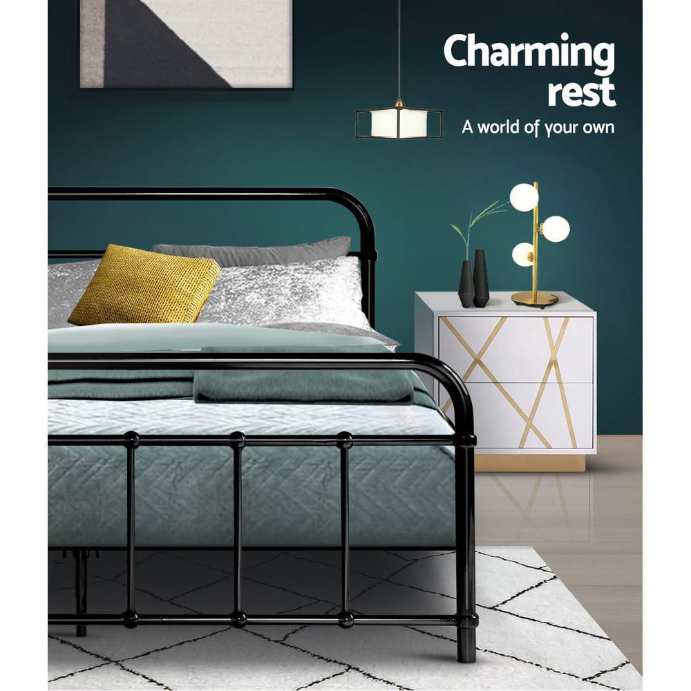 Artiss Bed Frame Metal Bed Frame LEO - Double (Black) β image 5