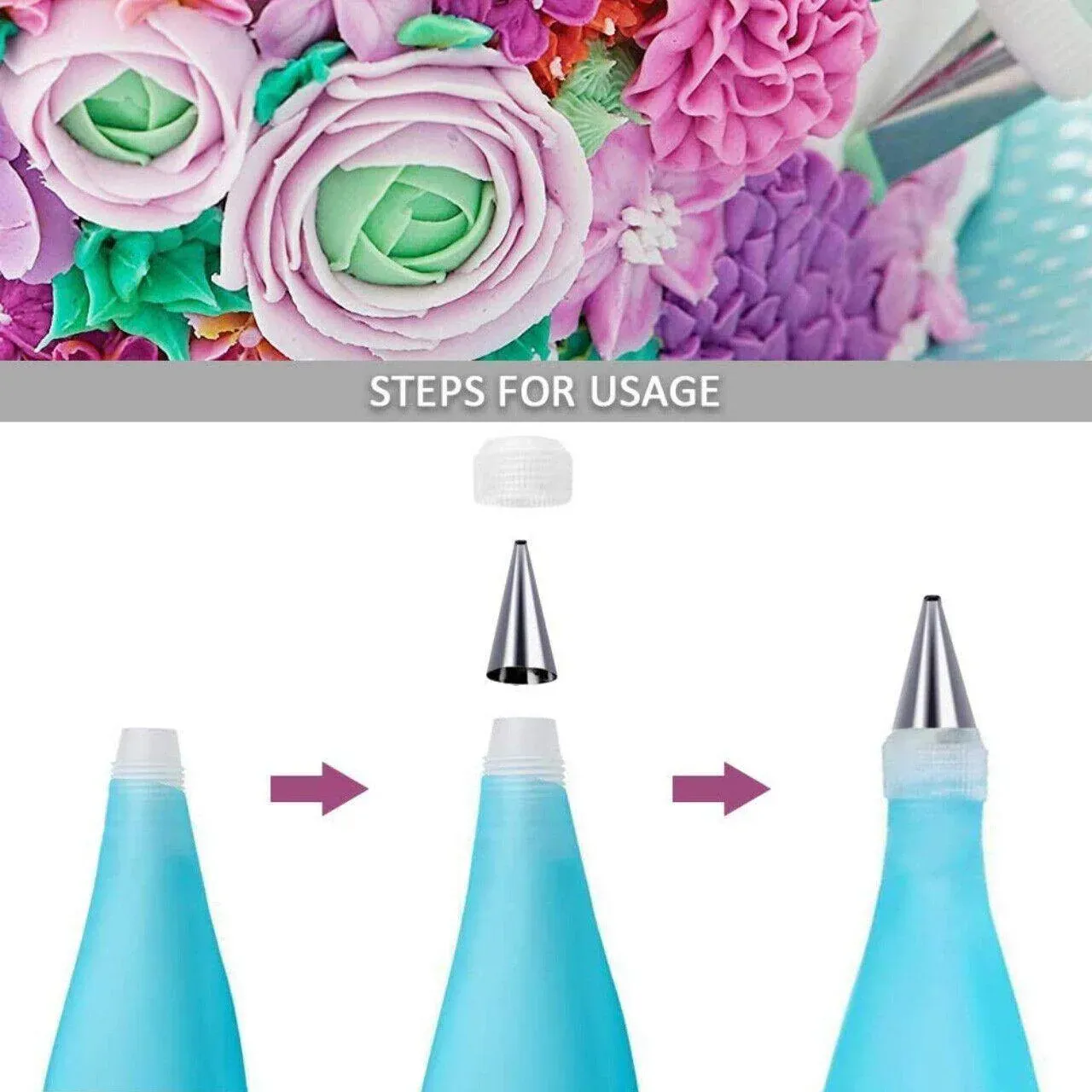 2/4PCS Reusable Silicone Pastry Bag DIY Icing Bags Cream Cake Decorating - 2 PCS(20 inch *2) โ image 6