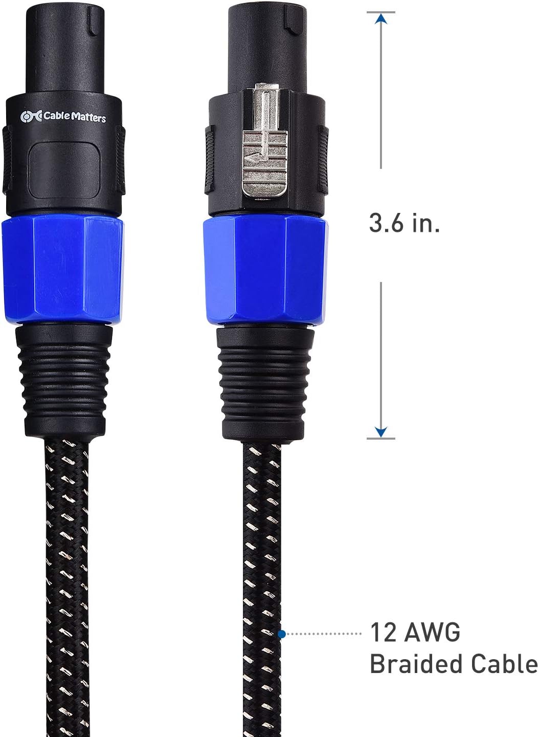 Premium Braided 12AWG Speaker Cable 3 ft Compatible with Speakon NL4FC Port โ image 6