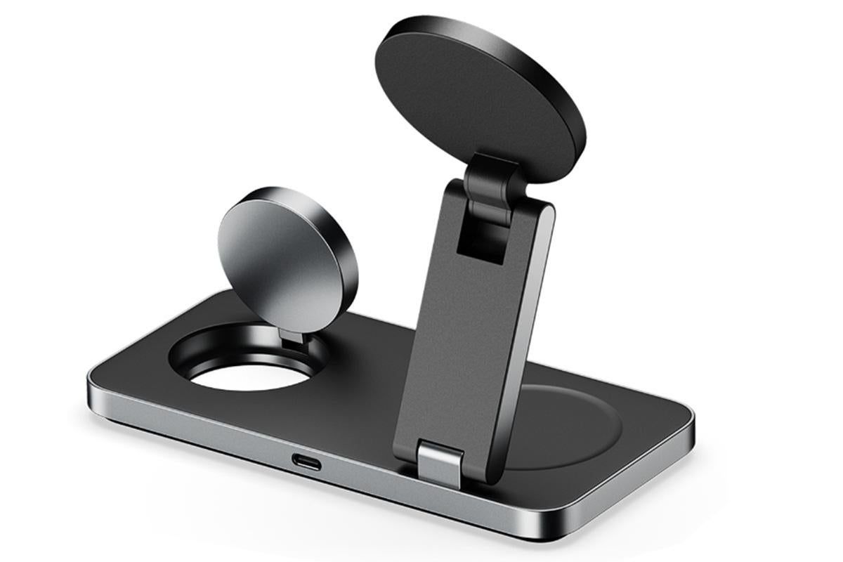 3 in 1 Charging Station for iPhone Wireless Charger Dock for Apple Watch iPhone AirPods -Black — image 2