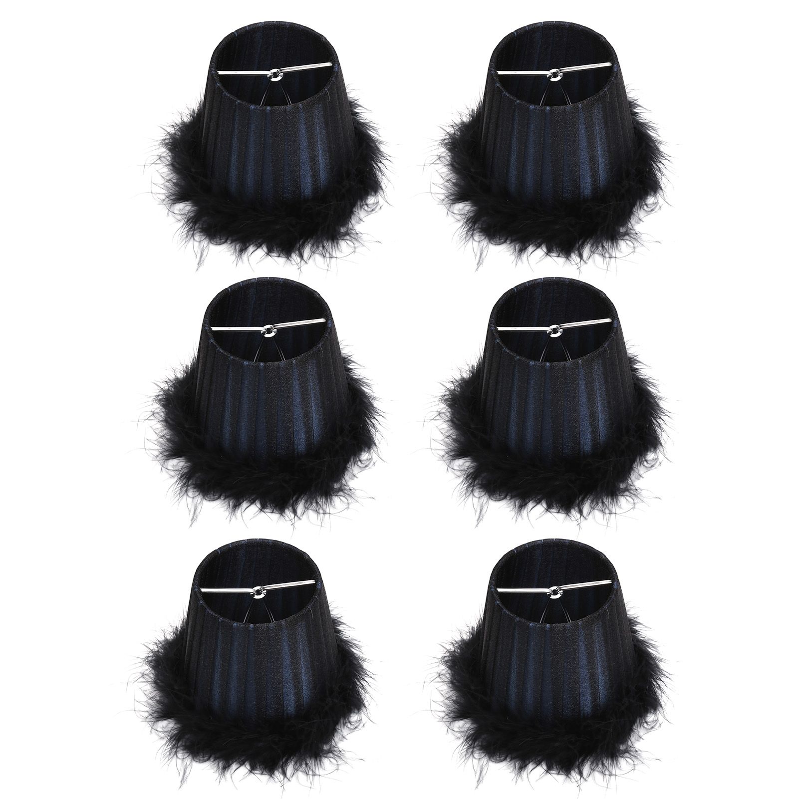 6Pcs Feather Cloth Lampshade Blue Hotel Chandelier Wall Lamp Decoration Protective Cover — image 6