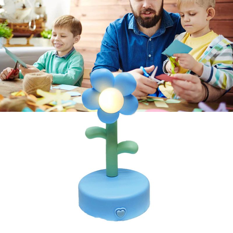 Table Lamp Cute Flower Night Light Portable Desk Lamp Decorative for Office Dorm Decor Blue โ image 6