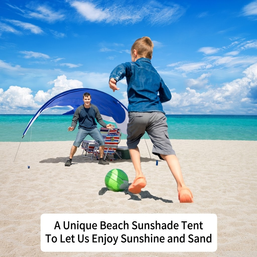 Whale-Shaped Beach Wind Shelter – Ultra-Light 1 kg Portable Sun Shade Tent, Spacious for 2-3 People, Quick Setup Open Design for Seaside Relaxation and Family — image 2