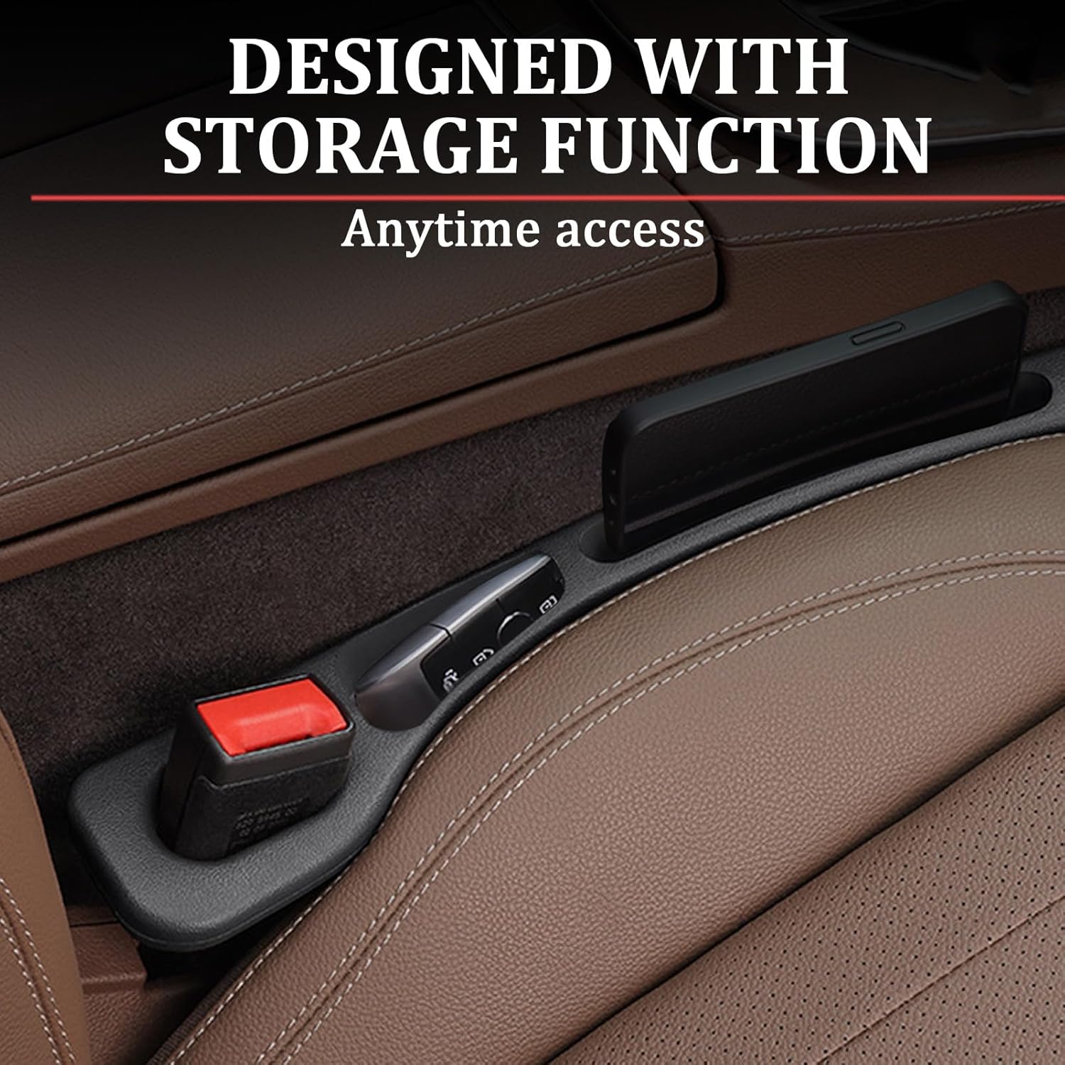 2PCS Car Seat Gap Filler Organizer with Car Storage Slot,Multi-Functional Car Gap Filler for Phone,Key,Coin in Car Organization And Anti-Drop,Universal Car Gap — image 3