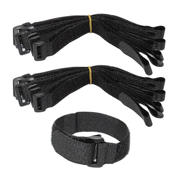 16-pack Black Nylon Cable Ties with Velcro, 30 cm x 2.5 cm, High Quality Cable Management