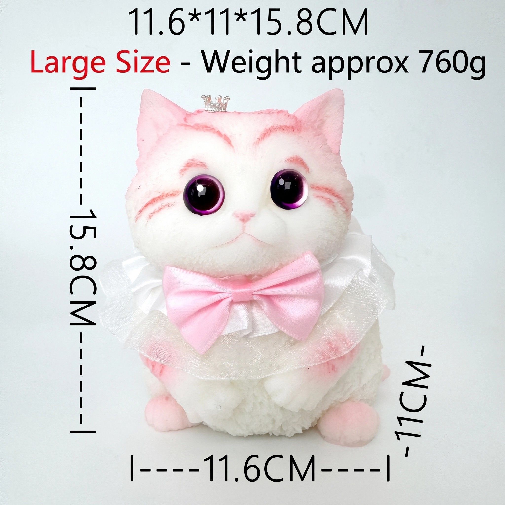 Fat Cat Squishy Toy, Lifelike Cat Plush Doll, Original Hand-Painted Design, (Kitten + Accessories + Cat Bed)/Pink orange fat baby โ image 6