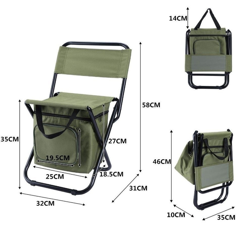 Blue 3-in-1 Portable Folding Camping Chair with Built-in 10L Cooler Bag Lightweight Backpack Stool for Fishing Beach and Outdoor Picnics โ image 2