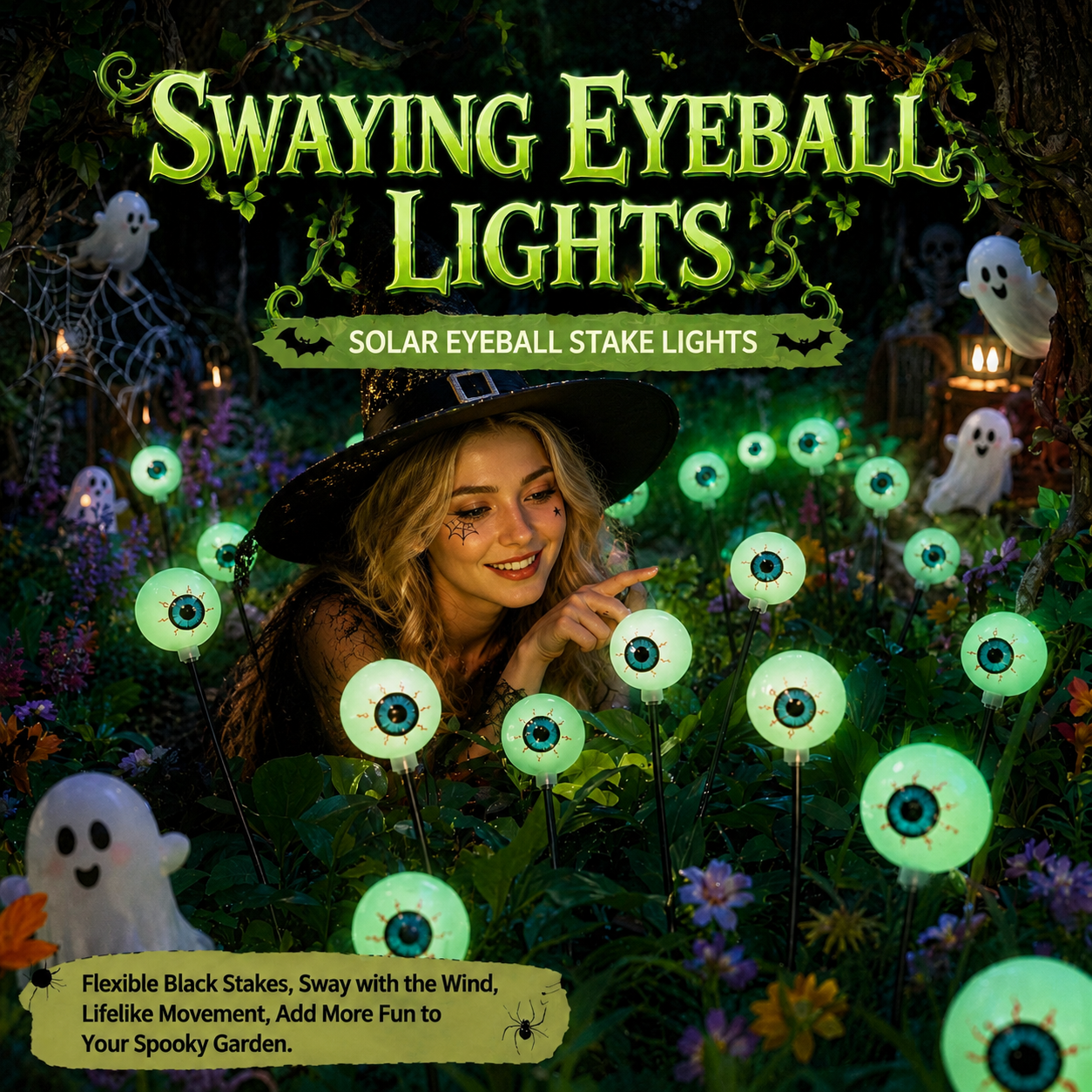 Solar Halloween Dancing Eyeball Stake Lights, Spooky Outdoor Decoration with Color-Changing LEDs, Auto On/Off, IP65 Waterproof — image 6