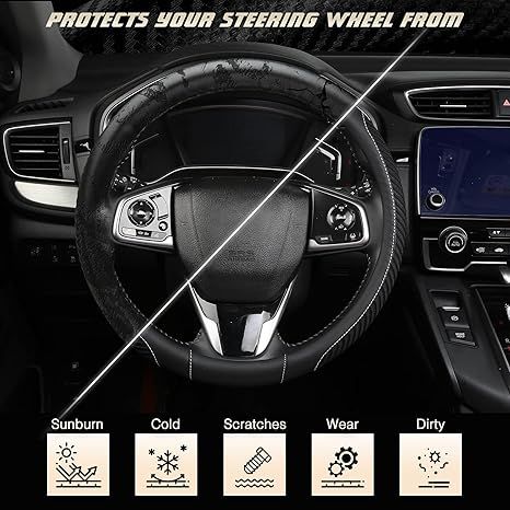 Fits Tesla model3/y/modelx/s steering wheel cover - Tesla special D-shape (two-color line) with logo - 36cm/1pc, Made of Fabric โ image 5