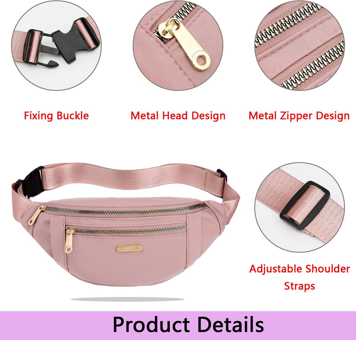 Fanny pack - Travel wallet - Money belt - Fanny pack - Men's and women's fanny pack - Travel - Outdoors - Walking - Sports - Phone bag - Pink - Fashion — image 4